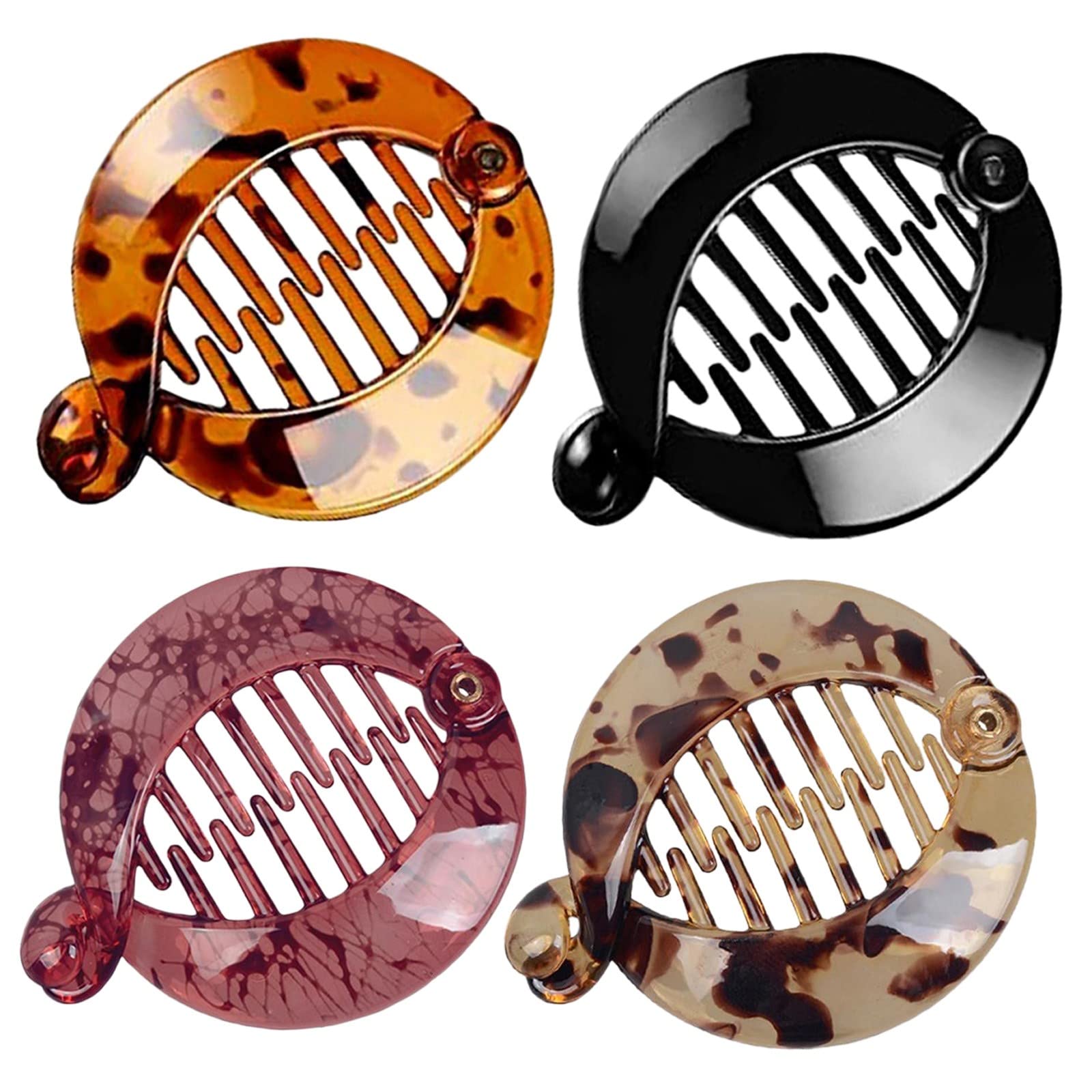 4PC Small Round Hair Clips - Black Plain Ponytail Holder Rings & Comb Hair Accessories for Women | Perfect for School, Office & Everyday Hairstyles (Beige, One Size)