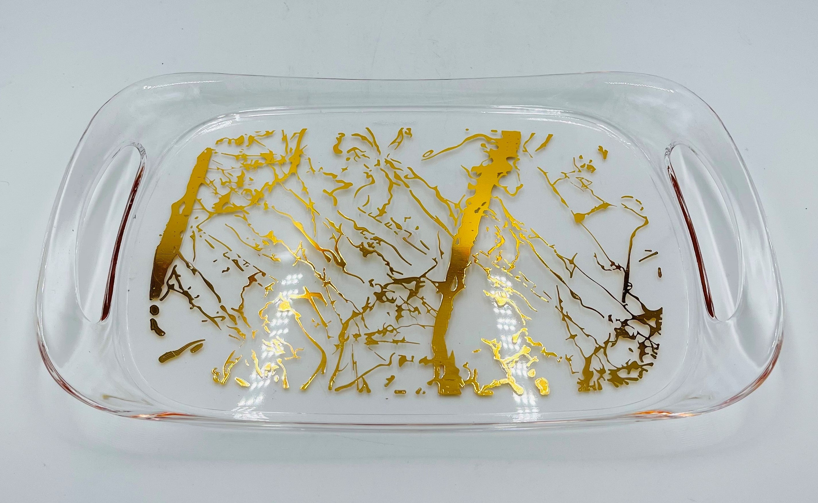 11.5x7.5 Inch Clear Marble Melamine Serving Tray - Small Rectangle Appetizer Plate for Party, Dining, and Home Decor