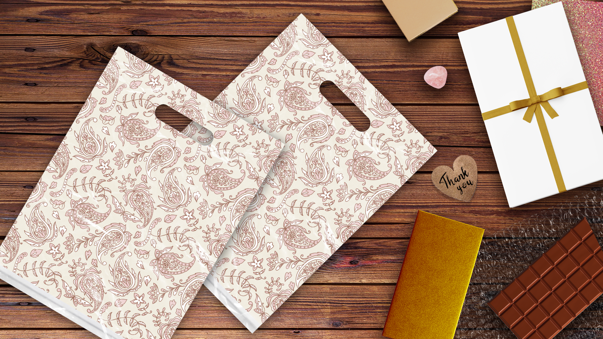 9x12 Pink Paisley Printed Plastic Merchandise Bags - Premium Designer Poly Bags for Boutique, Retail & Gift Packaging