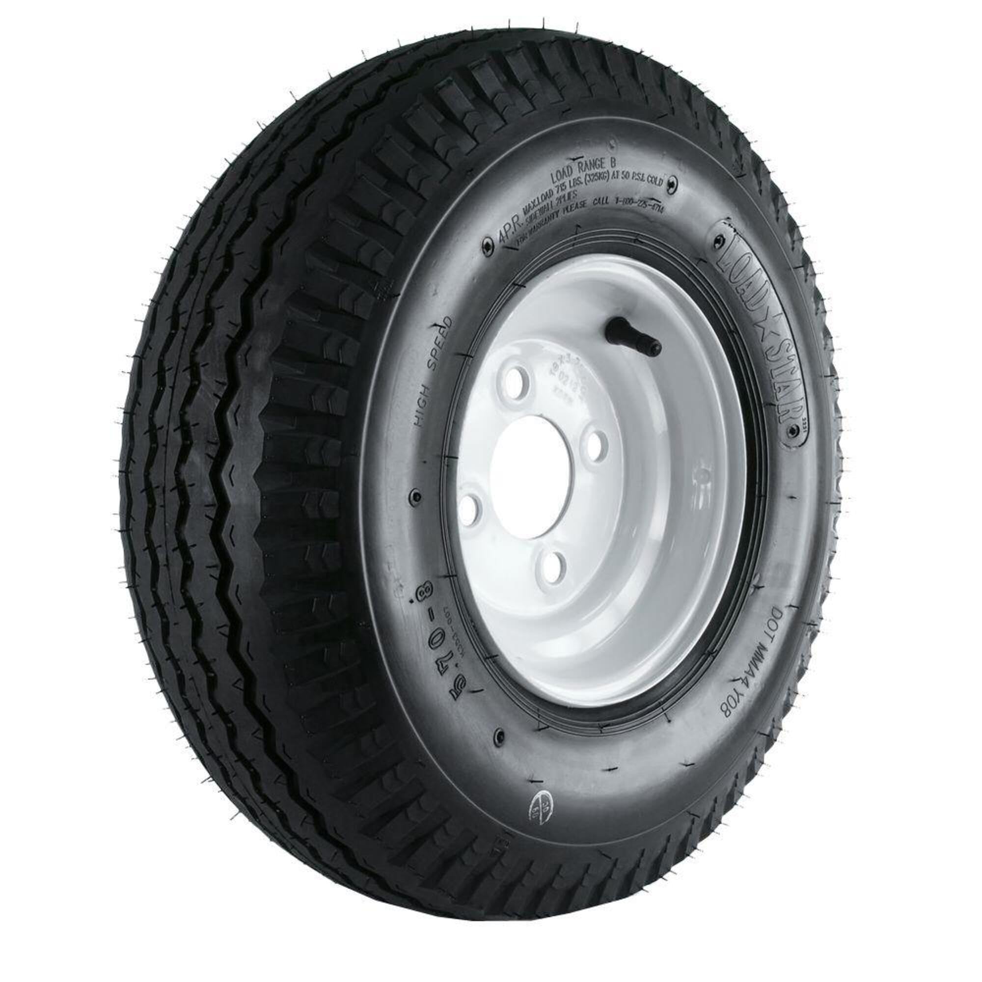 Martin Wheel 570-8 Load Range B 4-Hole Trailer Tire and Wheel Assembly - Heavy Duty Replacement for Utility Trailers, Boat Trailers & Campers - Perfect for Towing, Hauling & Off-Road Adventures