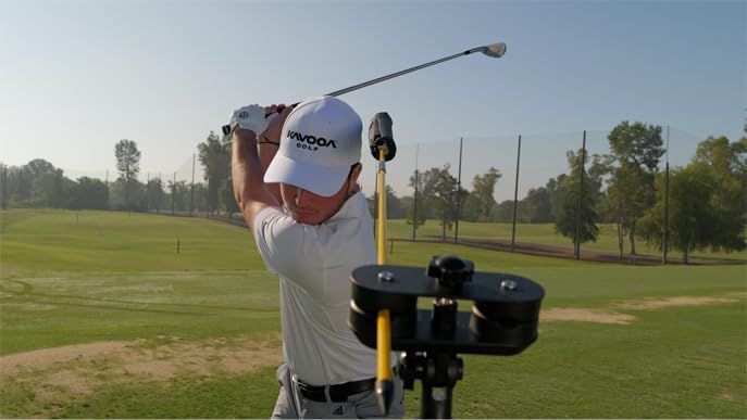 Premium Golf Swing Trainer Kit - 360° Alignment Sticks with Tripod & Smartphone Holder | Professional Golf Training Aid for Perfecting Swing Technique | Ideal for Driving Range Practice & Home Training