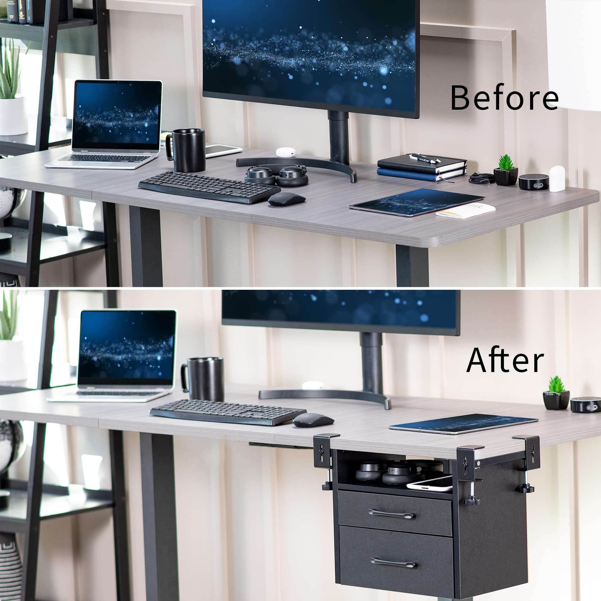 VIVO Black Under Desk Corner Drawer & Shelf System - Multi-Level Storage Organizer for Office Supplies, Gaming Devices, Accessories | Perfect for Home Office, Gaming Setup & Workspace Organization
