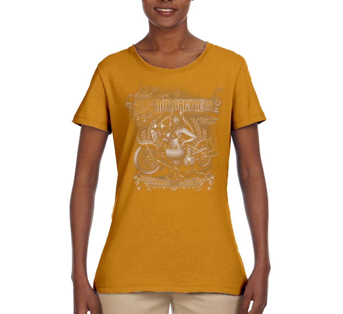 Vintage Motorcycles & Retro Cars Graphic T-Shirt for Women | Cool Beer & Biker Design | Casual Wear, Biker Events & Motorcycle Rallies