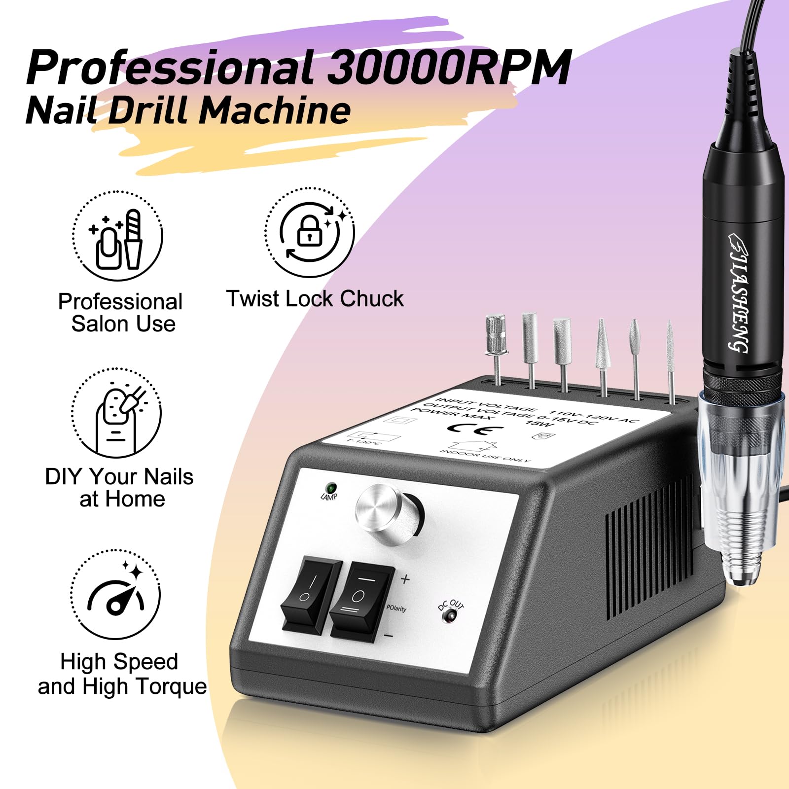 Professional Nail Drill Machine 30000 RPM - Electric Efile for Acrylic Nails, Gel Polish Removal & Nail Shaping | Salon-Grade Nail Tech Supplies for Home & Professional Use | Perfect for Manicures, Pedicures & Nail Art