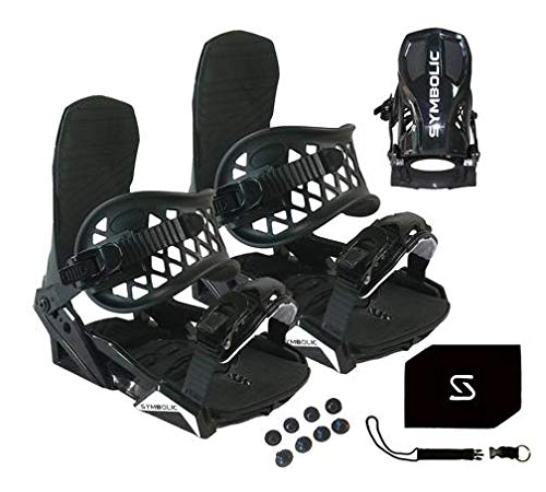 Symbolic 2025 Quick-Ratchit Snowboard Bindings Set with Stomp Pad, Leash, Discs & Screws - XS/S/M/L/XL Sizes for Men, Women & Kids | Perfect for All-Mountain Riding & Freestyle Snowboarding