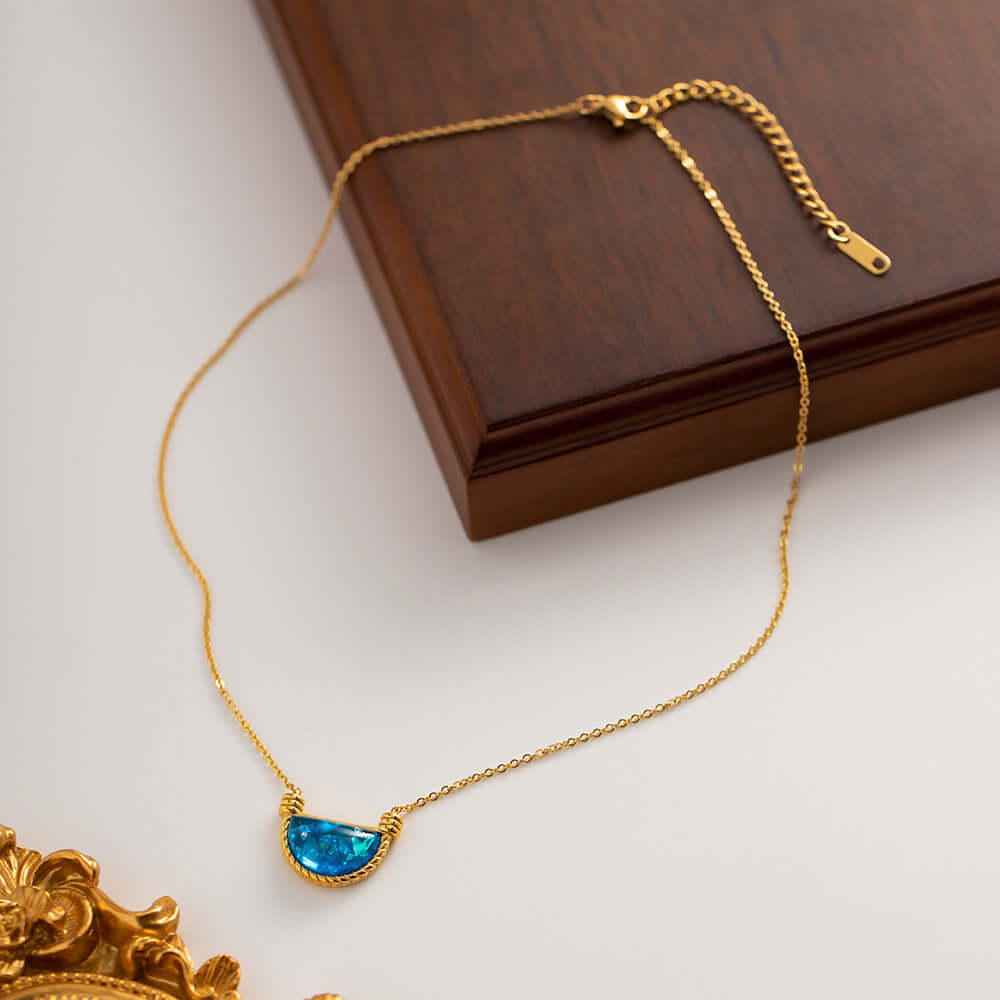 18K Gold Boho Fan Shape Chain Necklace Set - Stainless Steel Jewelry for Women | Elegant Layering Necklace for Party, Wedding & Everyday Wear | JDN046