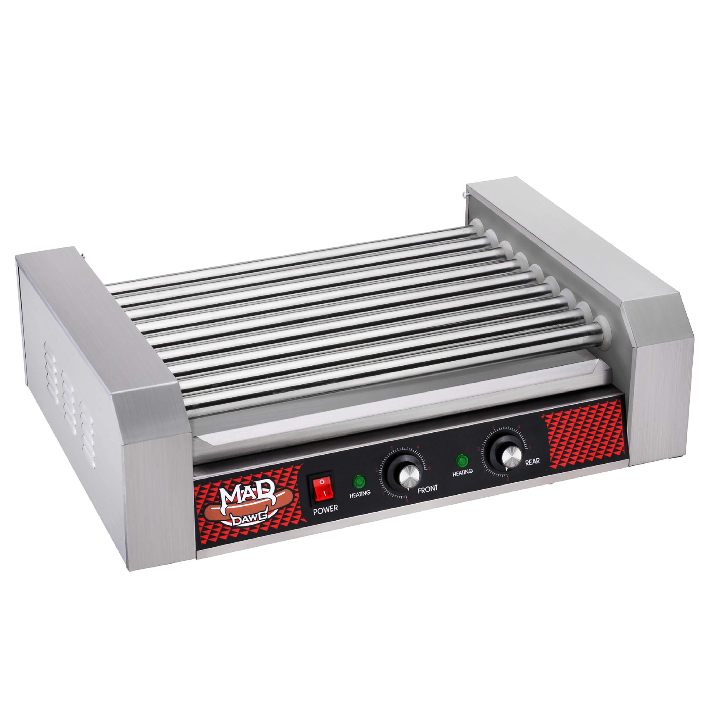 Commercial Hot Dog Roller Machine - 9 Stainless Steel Rollers Cooks 24 Hot Dogs - Concession Stand & Restaurant Equipment by Great Northern Popcorn - Perfect for Movie Theaters, Carnivals, and Food Trucks