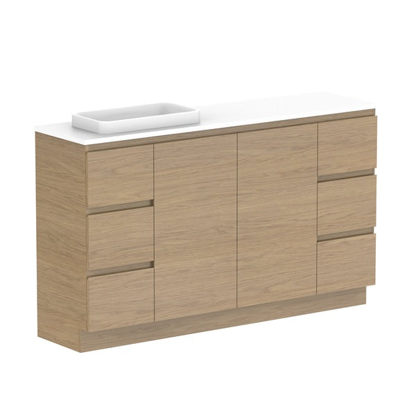 ADP Glacier Pro Ensuite Door and Drawer Trio Vanity with Solid Surface Top - Modern Bathroom Vanity Set with Storage for Home & Hotel Use