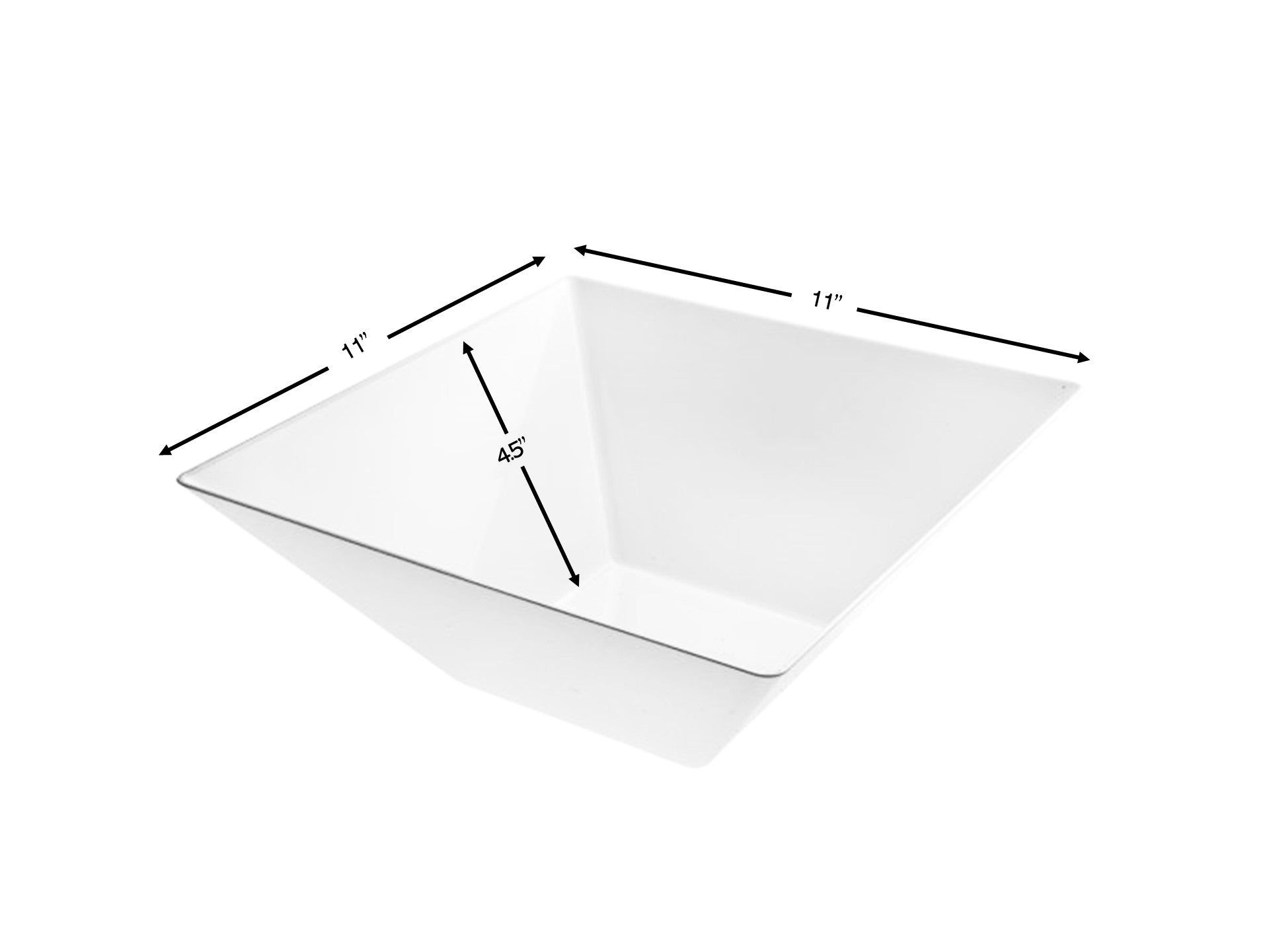 White Plastic Square Salad Bowls - Set of 3 | Durable BPA-Free Serving Bowls for Salads, Snacks & Meal Prep | Perfect for Parties, Picnics & Family Dinners
