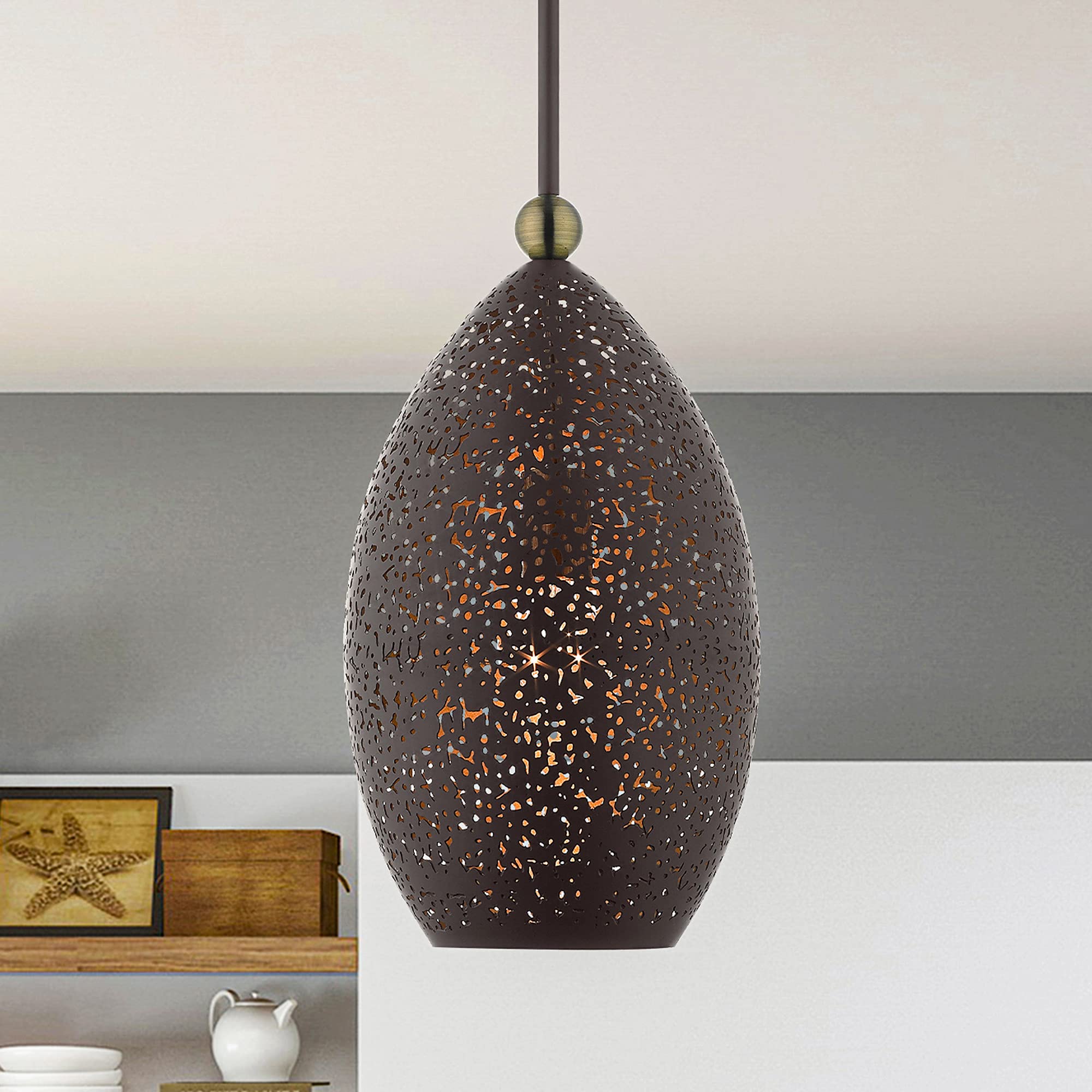 Livex Lighting 49182-80 Nordic Gray Single Light Pendant - Modern Scandinavian Style Ceiling Light for Dining Room, Kitchen Island or Bedroom