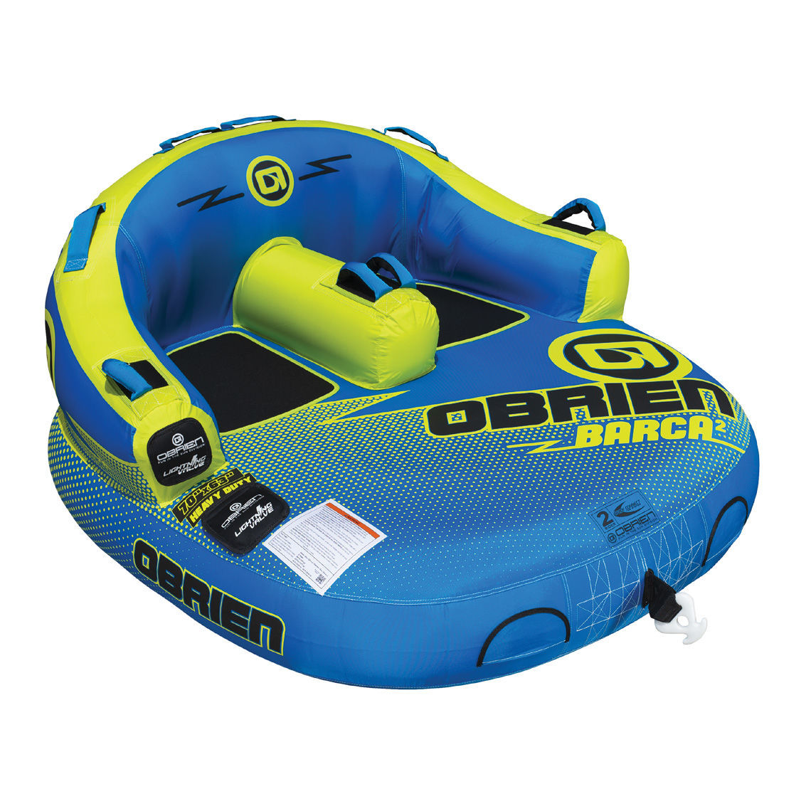 O'Brien Barca 2 Towable Tube - 2 Rider Inflatable Water Tube for Boating & Lake Fun - Perfect for Family & Friends Water Sports Activities