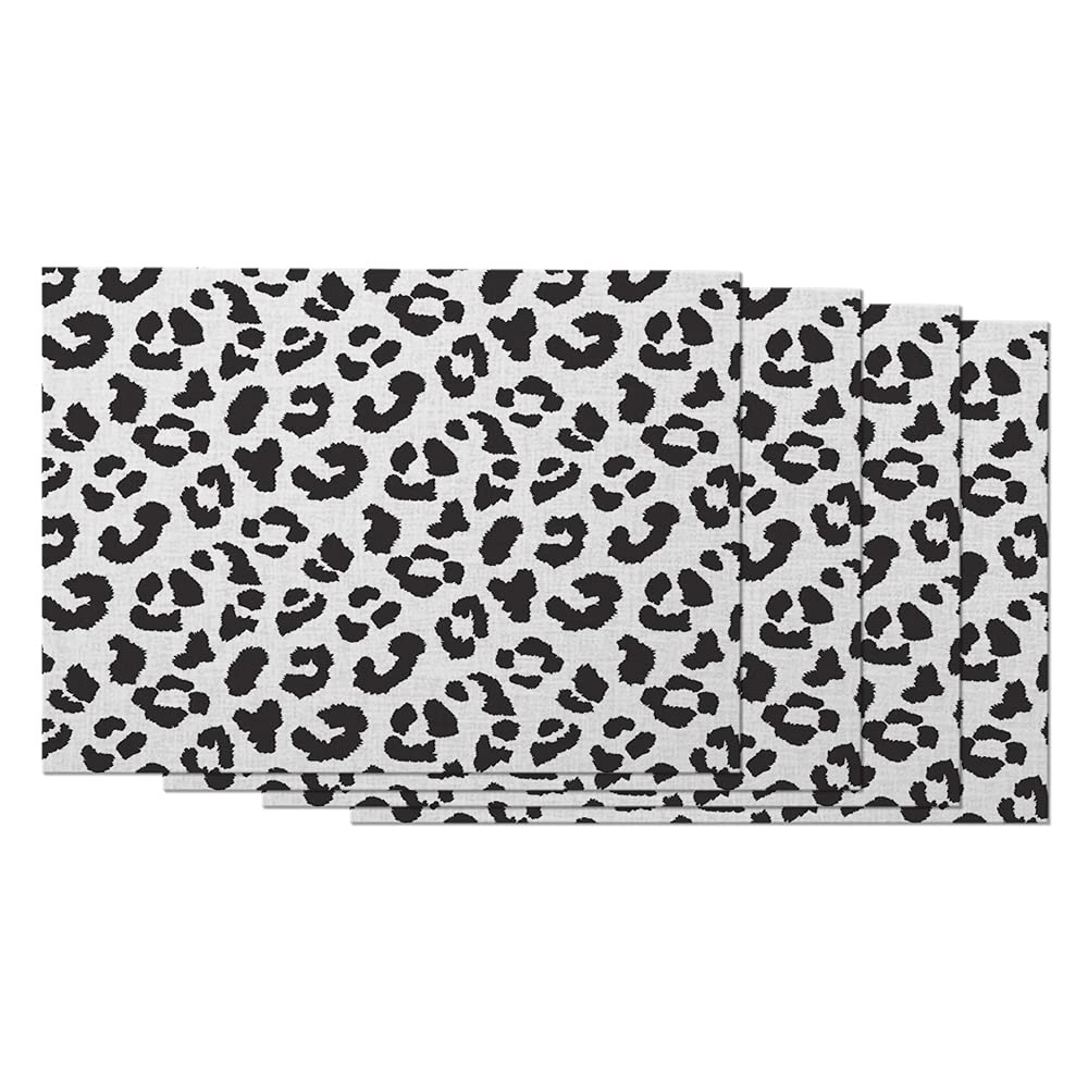 AOYEGO 4-Pack Leopard Print Placemats - 12x18 Inch Cheetah & Jaguar Pattern Cotton Linen Table Mats for Dining Room Decor - Perfect for Dinner Parties, Holiday Gatherings & Stylish Home Decor