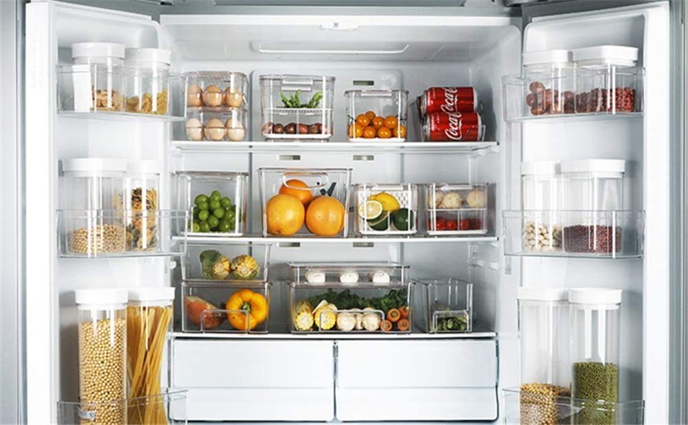 Plastic Food Storage Containers for Fridge & Freezer - Airtight Kitchen Organizer Bins for Fruits, Yogurt, Snacks, Pasta - Set of 2 | Perfect for Meal Prep, Leftovers & Pantry Organization