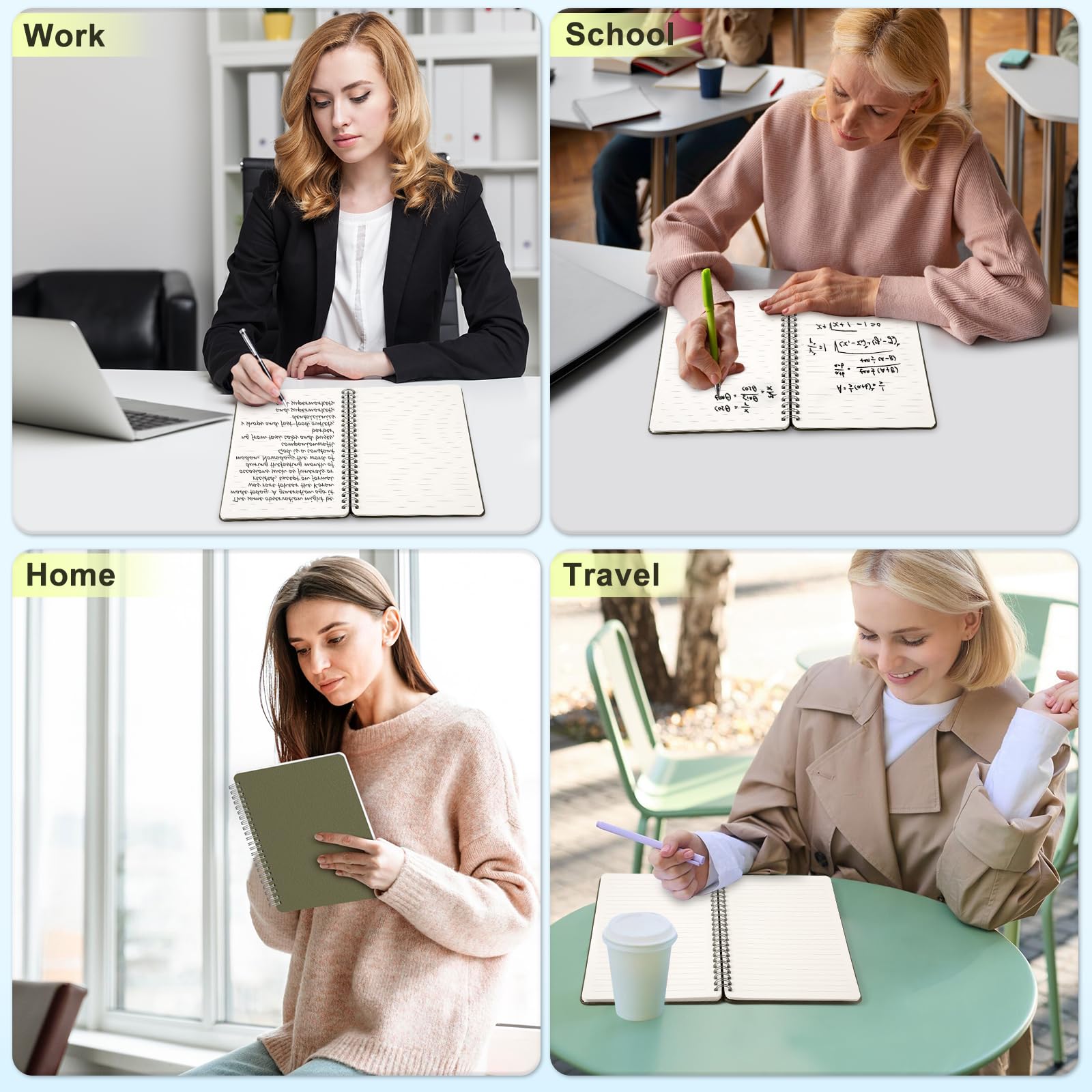 Premium Lined Spiral Notebook - A5 Hardcover Leather Journal with 100GSM Thick Paper (5.7×8.2 inches) for Office, School & Business Note Taking - Perfect Gift for Women & Men - Green - Ideal for Journaling, Meeting Notes & Daily Planning