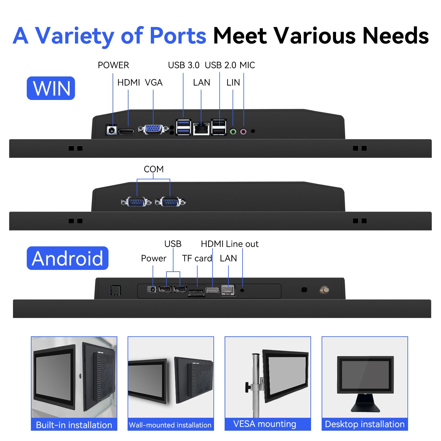 21.5 Inch Multi-Touch Industrial Monitor - Full HD 1920x1080 Open Frame Touchscreen with HDMI & USB, Built-in Speakers for POI/POS/Kiosk/Automation - VESA Mount Compatible | Perfect for Retail Displays, Self-Service Kiosks, and Industrial Control Panels