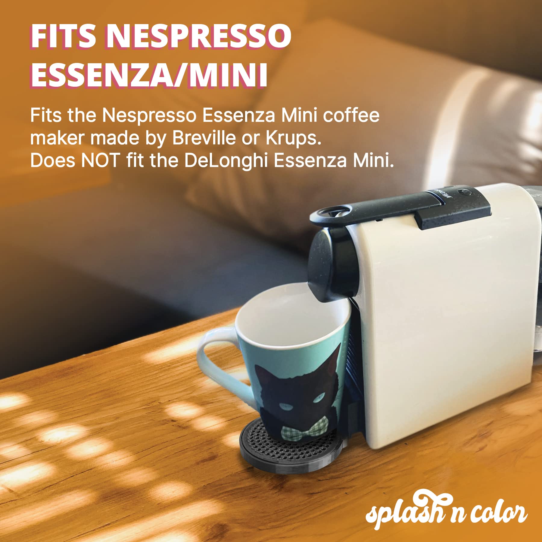SplashNColor Mini Mug Drip Tray for Nespresso Essenza Coffee Machine - Compatible with Breville & Krups Models (Fits Essenza Mini Plus) - Perfect for Small Kitchens & Office Coffee Stations