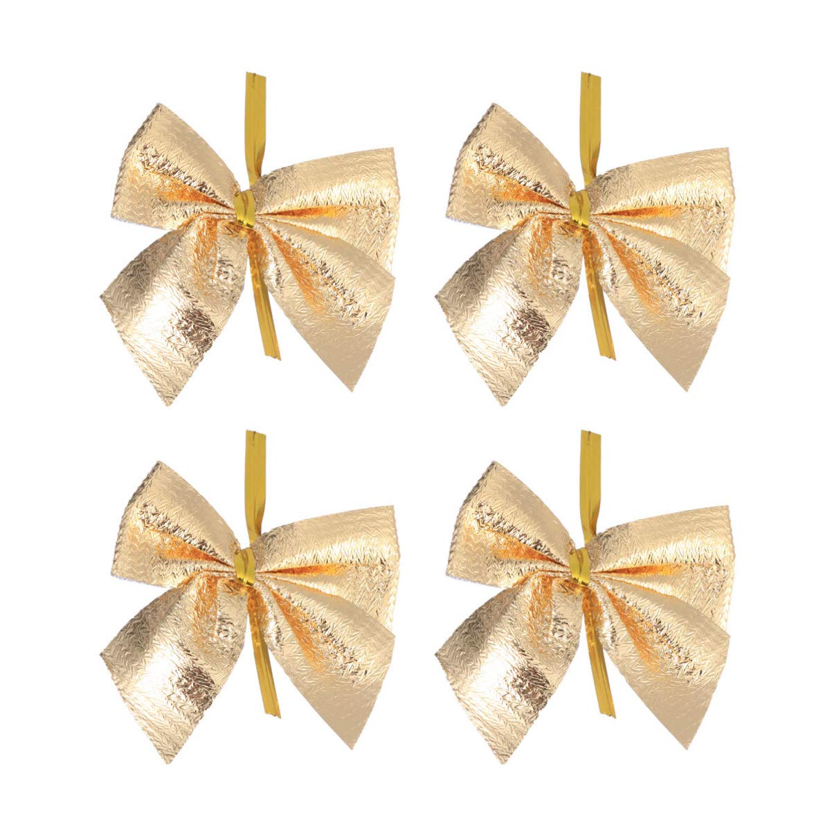 24-Piece Christmas Ribbon Bows Ornaments Set - Mini Xmas Tree Bowknot Decorations for Gift Wrapping, Crafts & Holiday Decor (Gold) - Perfect for DIY Christmas Cards, Tree Trimming & Festive Home Decor