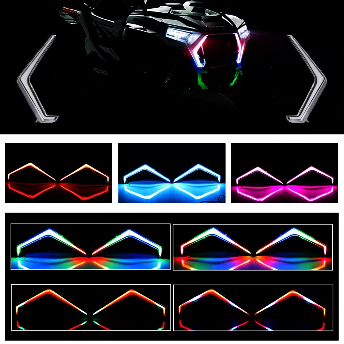 Polaris RZR XP 1000/XP Turbo LED Fang Lights Kit - Amber Turn Signal & RGB Color Changing DRL with App & Remote Control - Off-Road ATV UTV Accessories for Night Riding & Trail Adventures