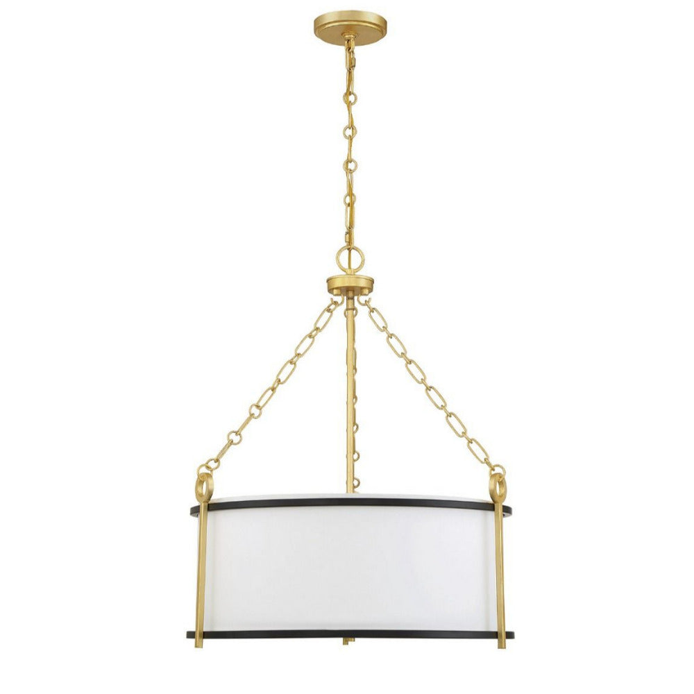 Ophelia Drum Pendant Light - Modern Glass Ceiling Fixture for Dining Room, Bedroom & Living Room Lighting Decor