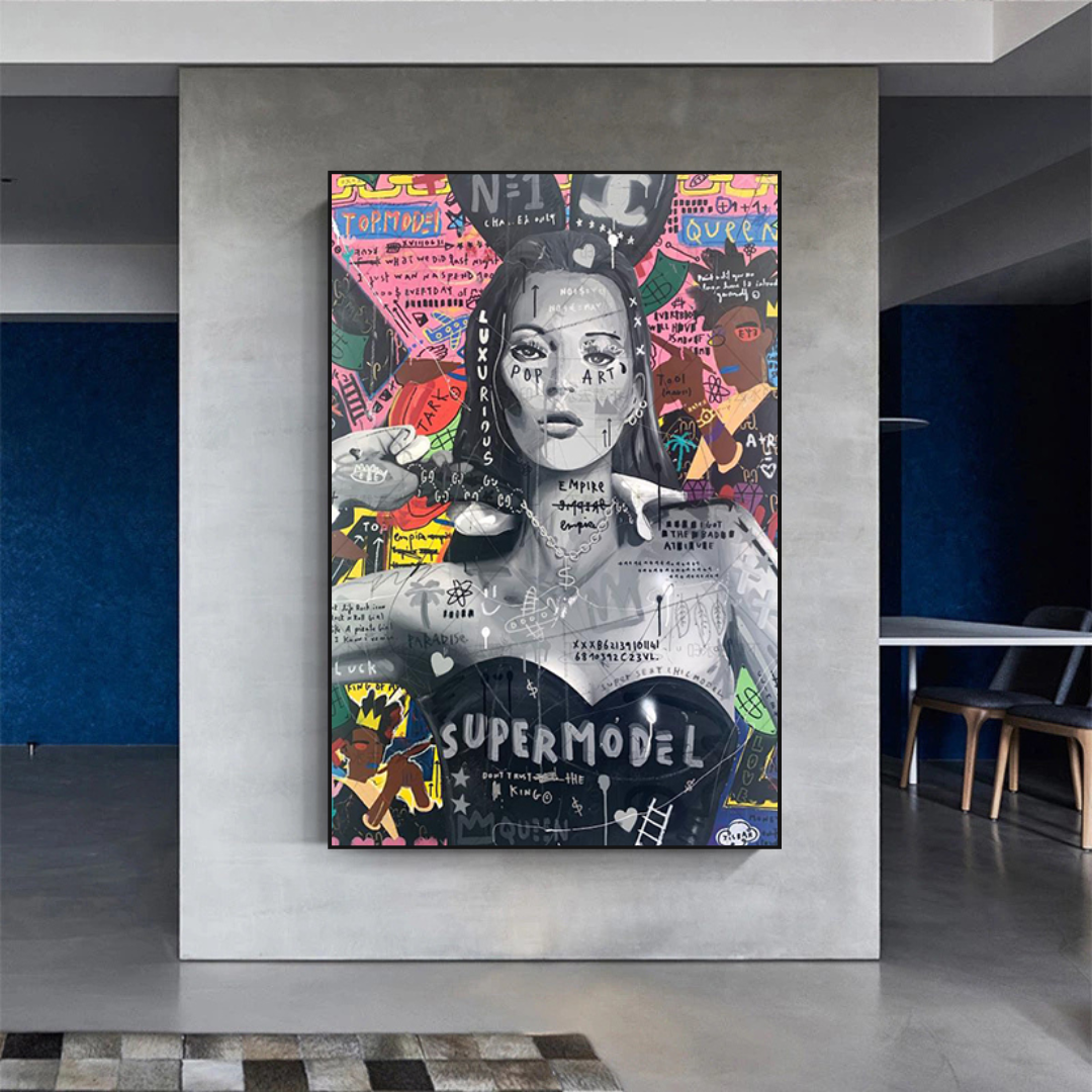 Banksy Kate Moss Graffiti Canvas Wall Art Print - Urban Street Art Decor for Living Room, Bedroom & Office