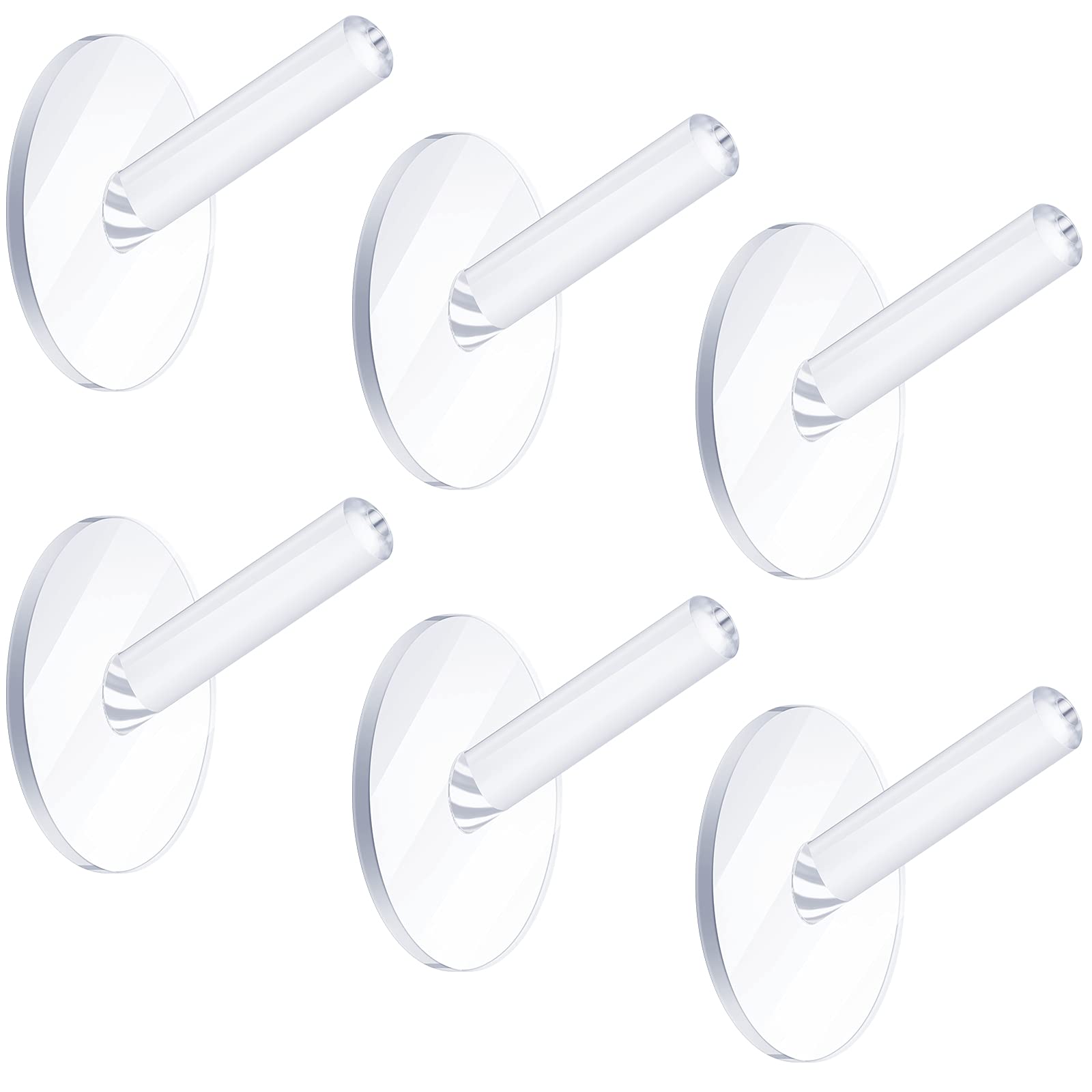 Queekay 6-Pack Clear Acrylic Adhesive Wall Hooks - Heavy Duty 9 lb Capacity Hat & Towel Hangers for Bathroom, Kitchen, Office - Space Saving Robe & Coat Hanger Organizer for Home & Dorm Decor