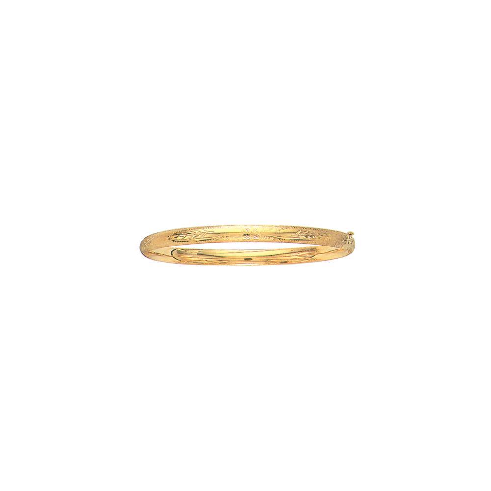 10K Gold Diamond Cut Bangle Bracelet for Women - Elegant Stackable Jewelry for Everyday Wear & Special Occasions