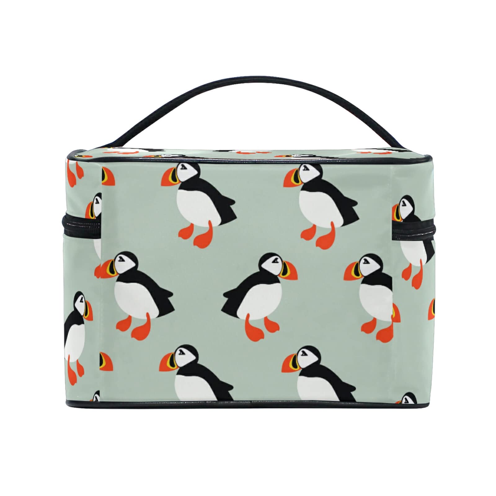 Moyyo Atlantic Ocean Cartoon Puffin Seabird Makeup Bag - Waterproof Cosmetic & Toiletry Organizer for Women, Girls, Kids - Perfect for Travel, Gym, Beach & Daily Beauty Essentials Storage