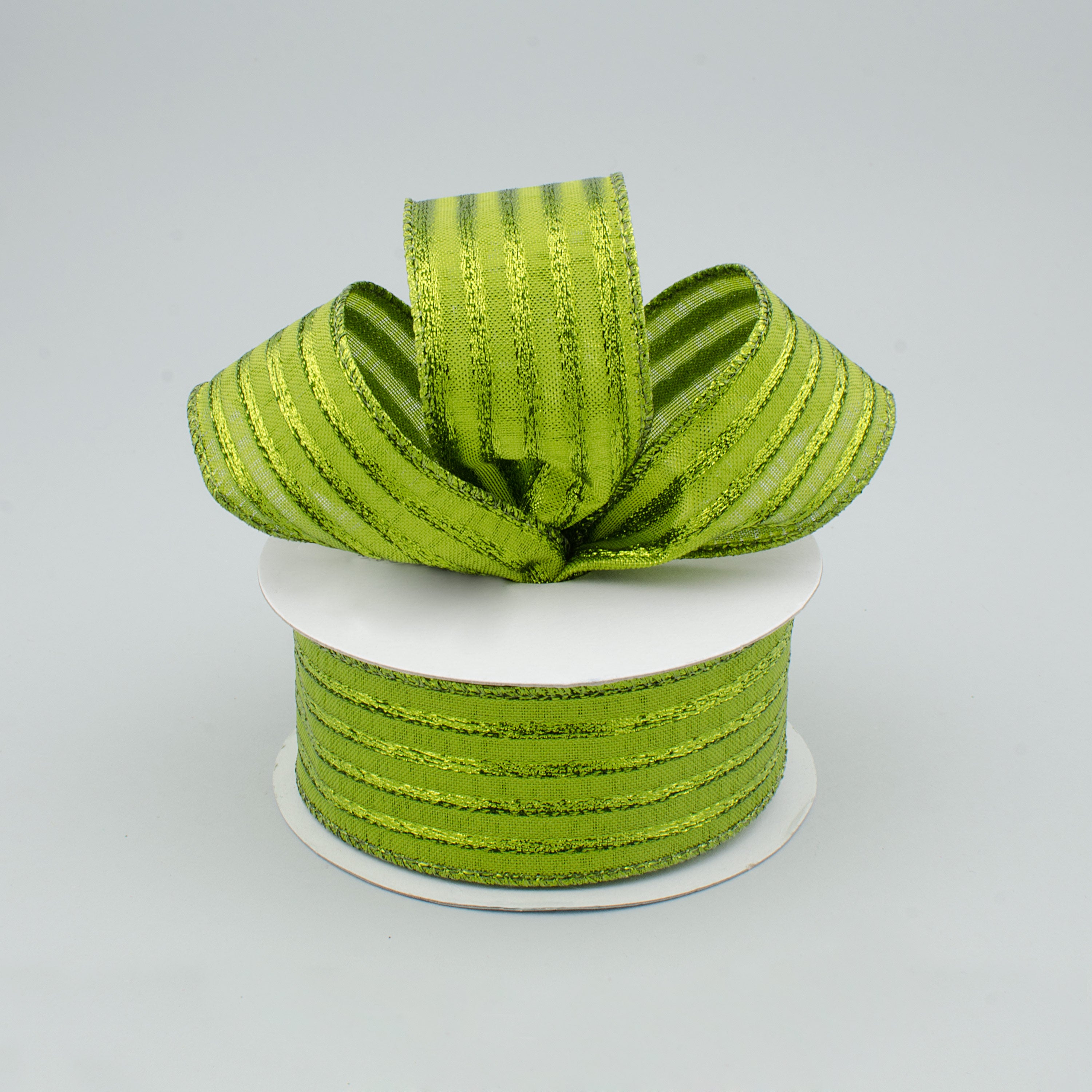 1.5 Inch Metallic Lamé Stripe Ribbon - Lime Green (10 Yards) for Gift Wrapping, Party Decorations, DIY Crafts & Scrapbooking