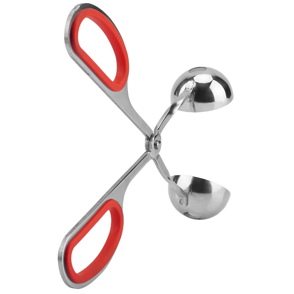 Premium Non-Stick Meatball Maker Tool - DIY Hamburger Patty & Cake Ball Clip - Commercial & Home Kitchen Essential for Cooking, Baking & Food Prep (Red)