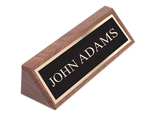 Personalized Walnut Wood Name Plate - 8 Inch Engraved Office Desk Sign for Professionals, Wedge Shape - Perfect for Executive Desks, Reception Areas & Corporate Gifts