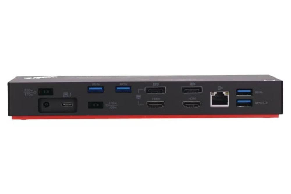 Lenovo ThinkPad Thunderbolt 3 Dock Gen 2 (40AN0135US) - 135W Power Delivery, Dual 4K UHD Display Support, 2x HDMI & 2x DisplayPort, USB-C & USB 3.1 Ports - Ideal for Home Office & Remote Work Setup