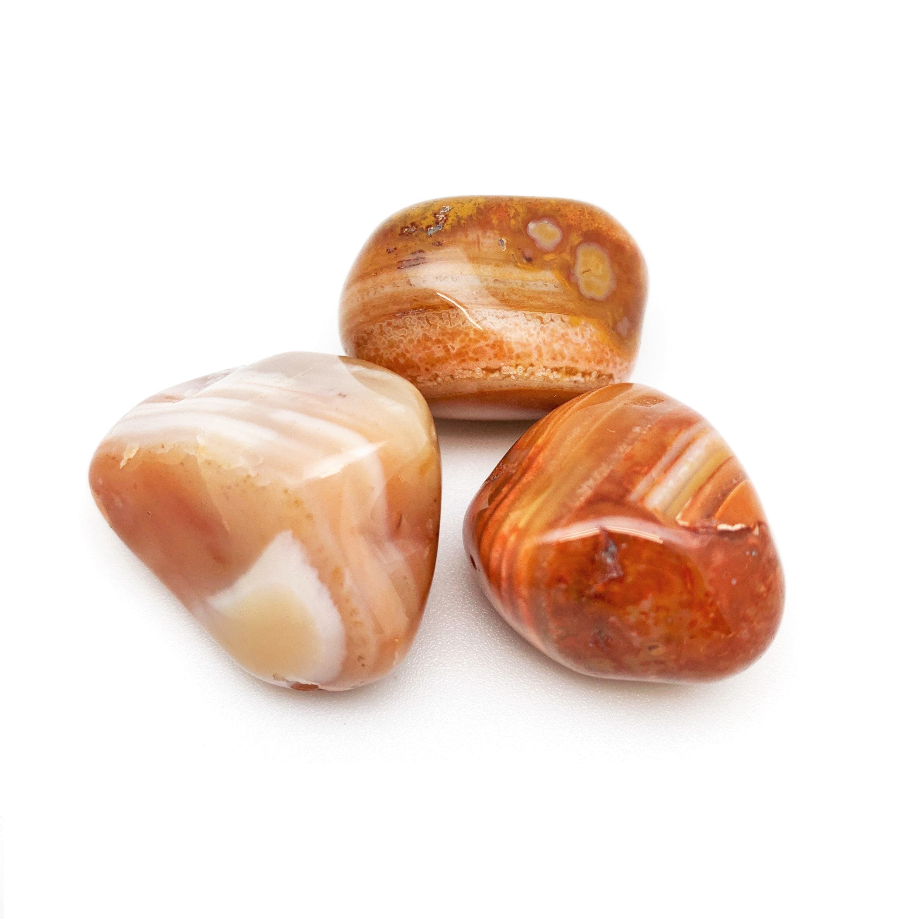 Healing Banded Carnelian Tumbled Pocket Stone - Natural Gemstone for Stress Relief, Meditation & Positive Energy - Perfect for Home, Office & Travel