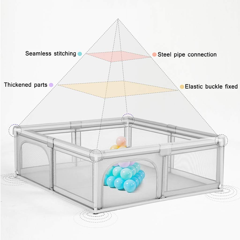 Gray Playpen for Babies & Toddlers - Foldable Lightweight Indoor Play Yard with Fitted Floor Mat | Home Security Fence for Safe Playtime, Nursery, Daycare & Living Room Use