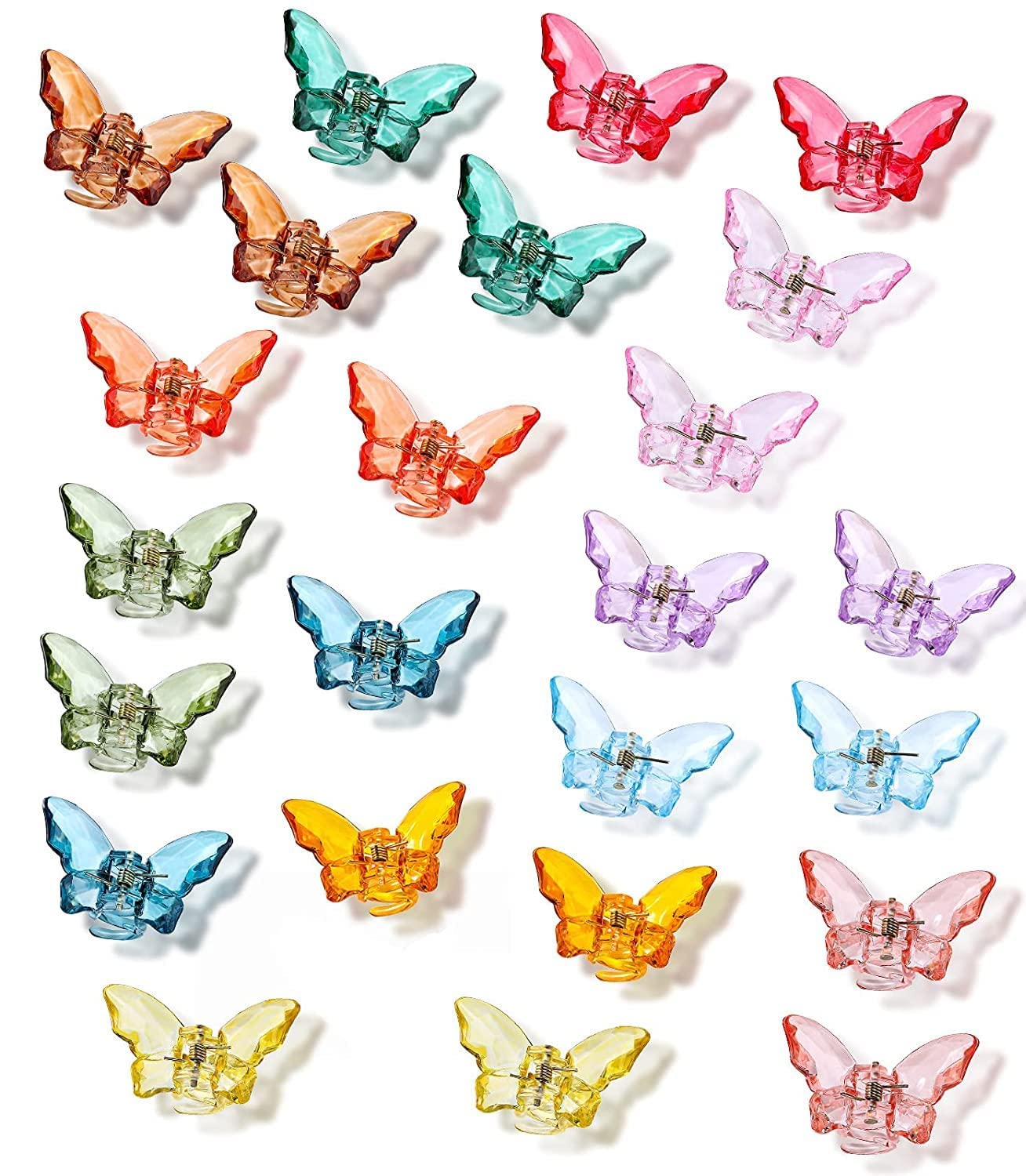 Butterfly Hair Claw Clips - Transparent Crystal Non-Slip Jaw Clips for Women, 3-Pack Small Multicolor Hair Accessories (Gift Idea) - Perfect for Parties, Weddings & Everyday Styling