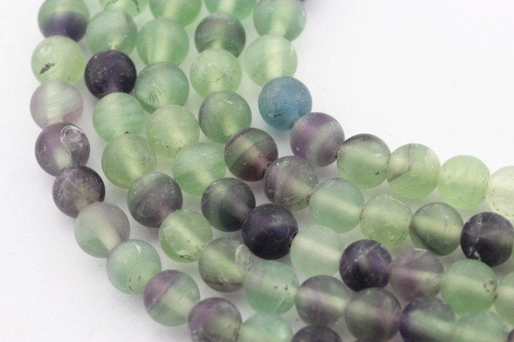 2.0mm Large Hole Fluorite Matte Round Beads 6mm 8mm 10mm 15.5 Strand - DIY Jewelry Making, Bracelets, Necklaces & Craft Projects    (Note: 