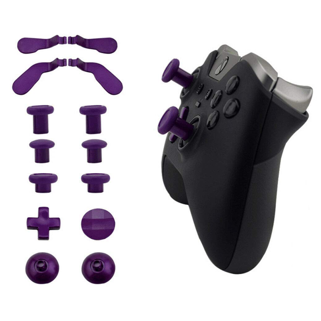 14-in-1 Metal Stainless Steel Thumbstick & Button Kit for Xbox One Elite Controller - Includes Analog Sticks, D-Pad, Paddles, Tools & Carry Case (Purple) - Perfect for Gaming, Repair & Controller Customization