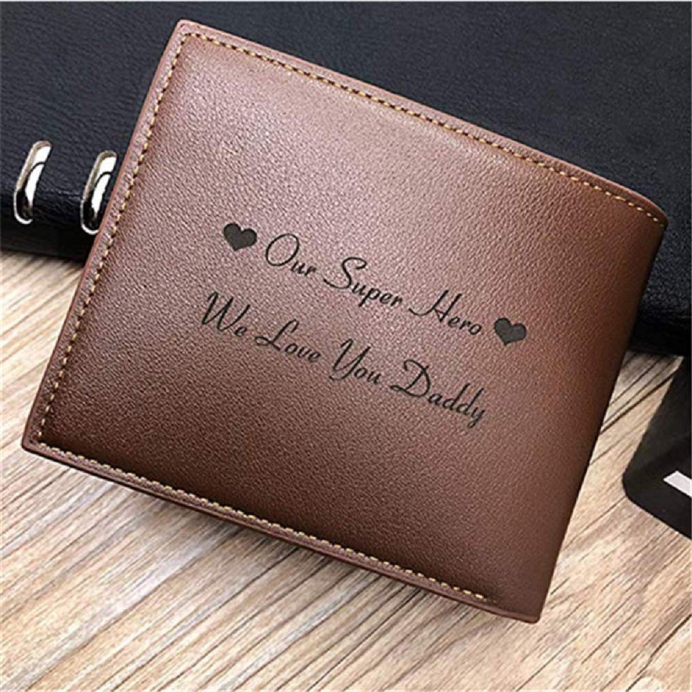 Custom Photo PU Leather Wallet for Men - Personalized Engraved Men's Wallet - Unique Father's Day Gift for Husband, Dad, Son, Boyfriend & Groomsmen (Customizable) - Perfect for Weddings, Anniversaries & Special Occasions