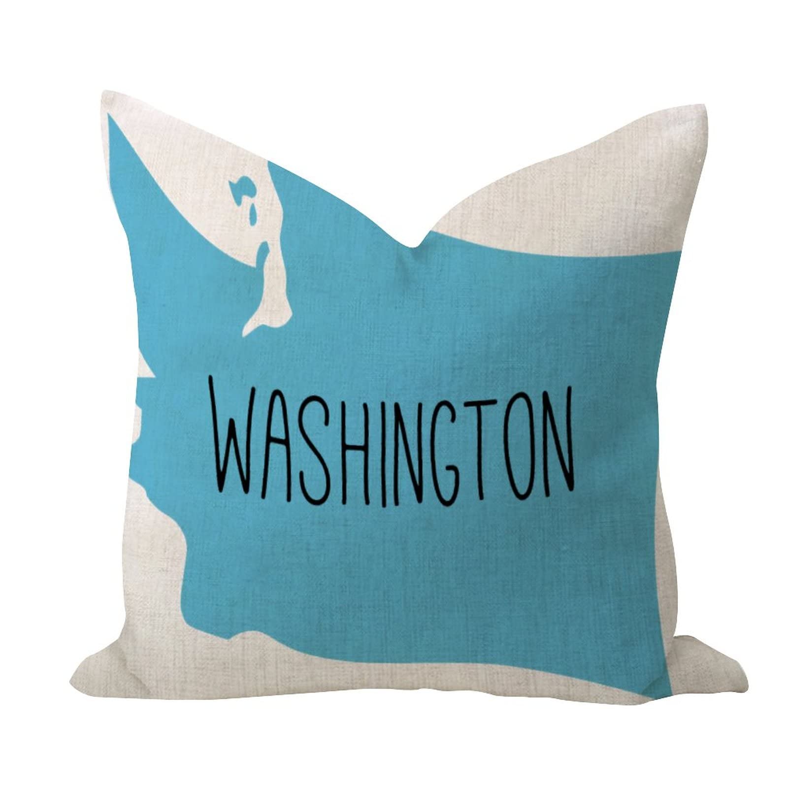Washington State Vintage Burlap Linen Throw Pillow Covers 20x20 Inch - Patriotic Square Accent Pillows for Porch, Tent, Outdoor & Playroom Decor - Perfect for Spring Home Decor and Unique Gift Ideas
