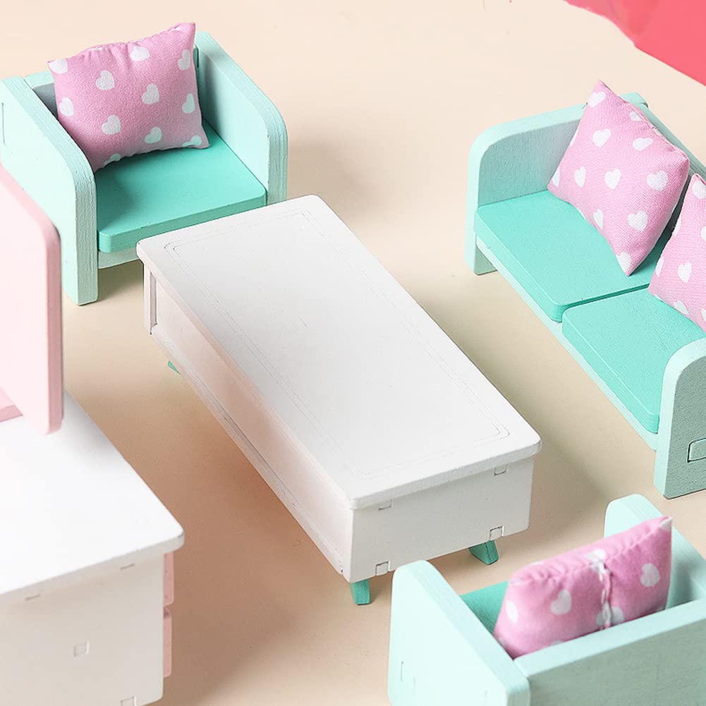 **Ikasus Miniature Wooden Dollhouse Furniture Set - Kitchen, Restaurant, Living Room & Bedroom Accessories | Cute Dollhouse Furnishings & Toy Gift for Kids | Perfect for Playtime, Room Decor & Collectibles**