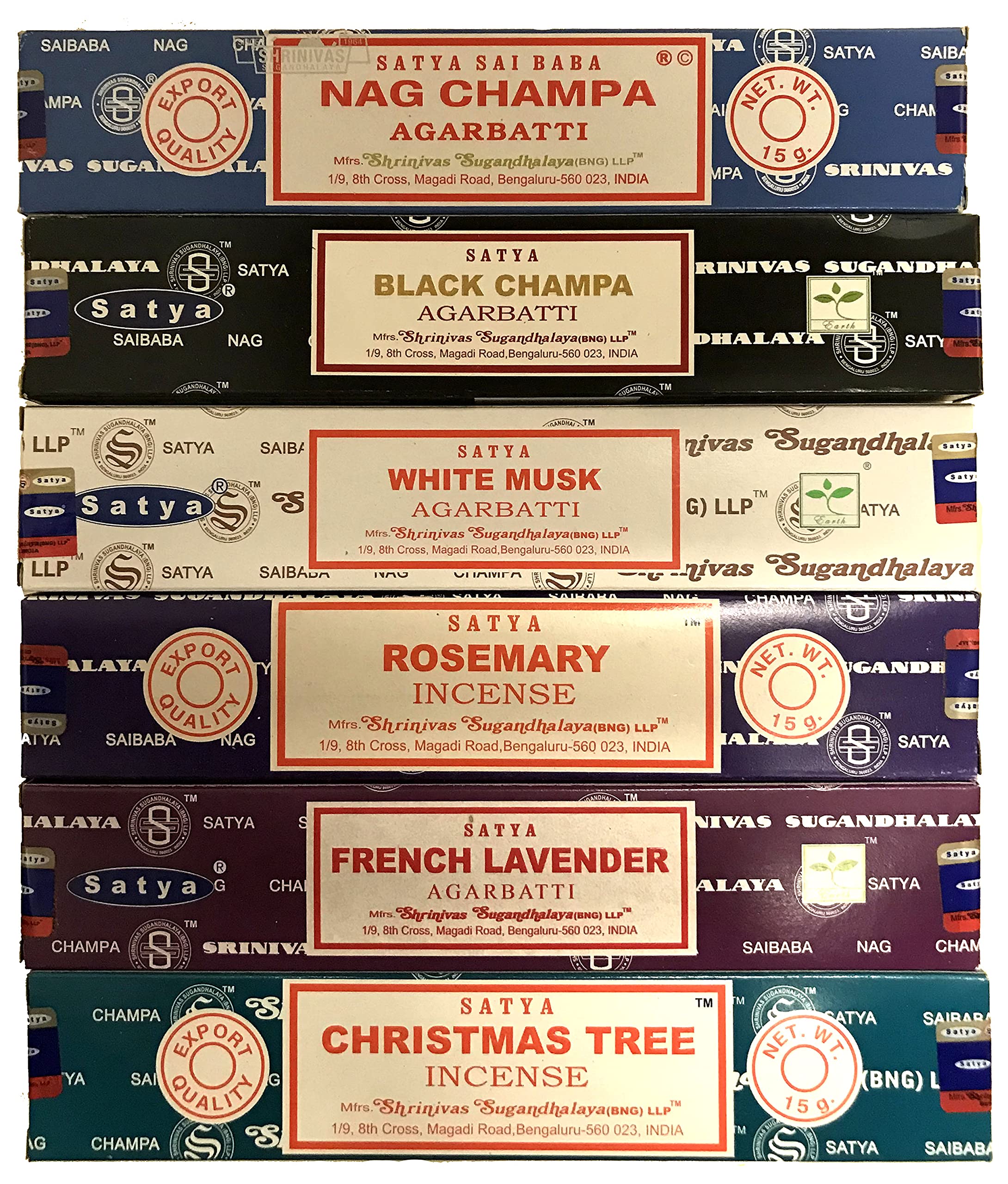 Nag Champa Incense Sticks - 6 Pack Assorted Aromas (15g) | Hand-Rolled Natural & Non-Toxic | Meditation, Yoga & Relaxation | Home Fragrance Gift Set for Spa, Bedroom & Spiritual Practice