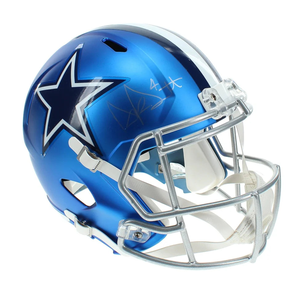 Dak Prescott Autographed Dallas Cowboys Full Size Blaze Helmet with JSA COA - Signed NFL Football Collectible for Fans, Man Cave, Sports Memorabilia Display