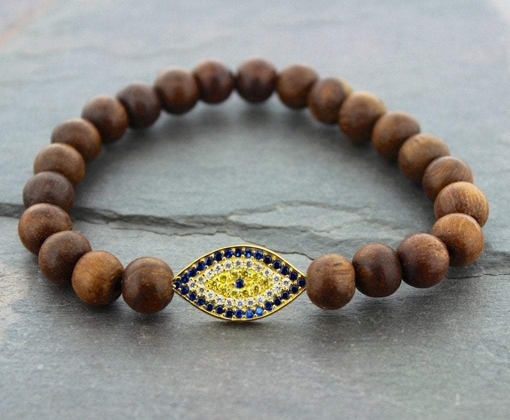 Handmade Gold Evil Eye Mala Bead Bracelet for Women - Protection & Positive Energy - Yoga, Meditation & Spiritual Healing Jewelry