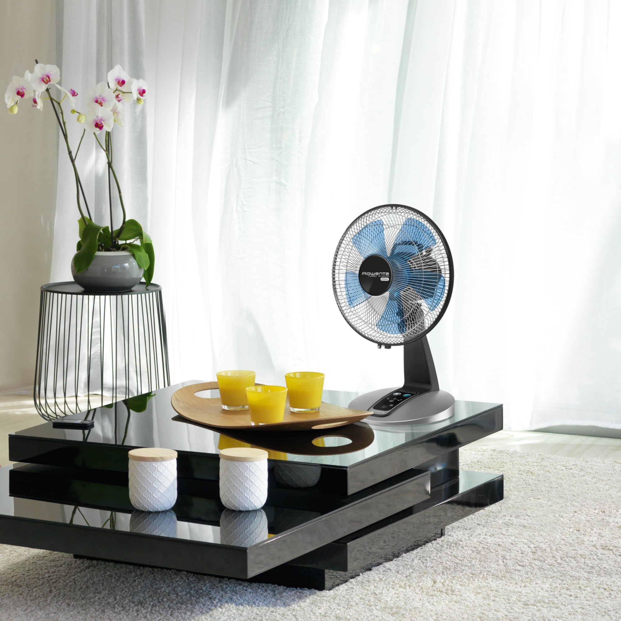 Rowenta VU2660 18-Inch Turbo Silence Table Fan - Ultra Quiet Oscillating Desk Fan with Remote, 5 Speed Settings, Portable for Bedroom, Office & Indoor Use - Black