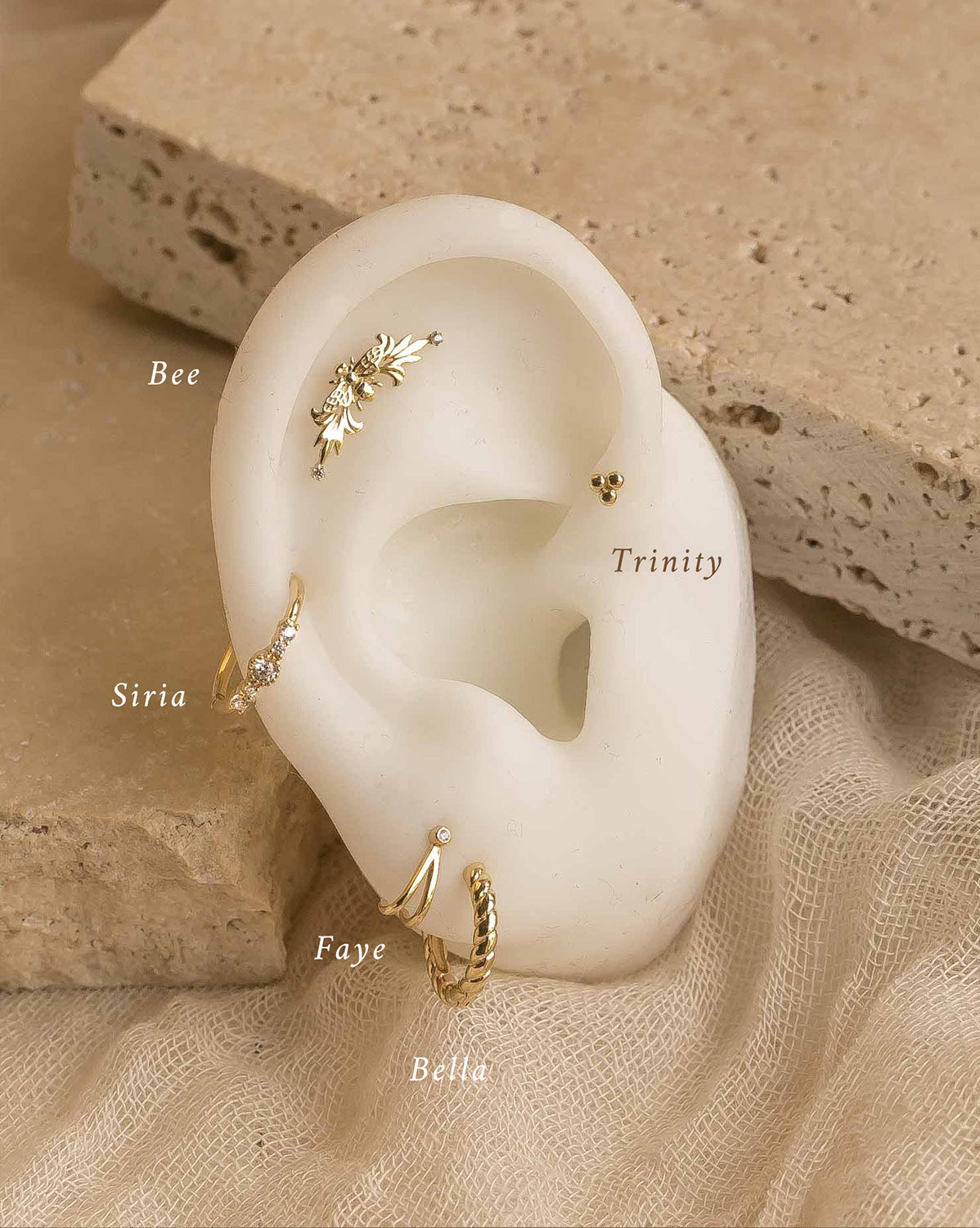14K Solid Gold Bee Curve Single Stud Earrings - Dainty & Elegant Jewelry for Women - Perfect for Everyday Wear, Date Nights & Special Occasions