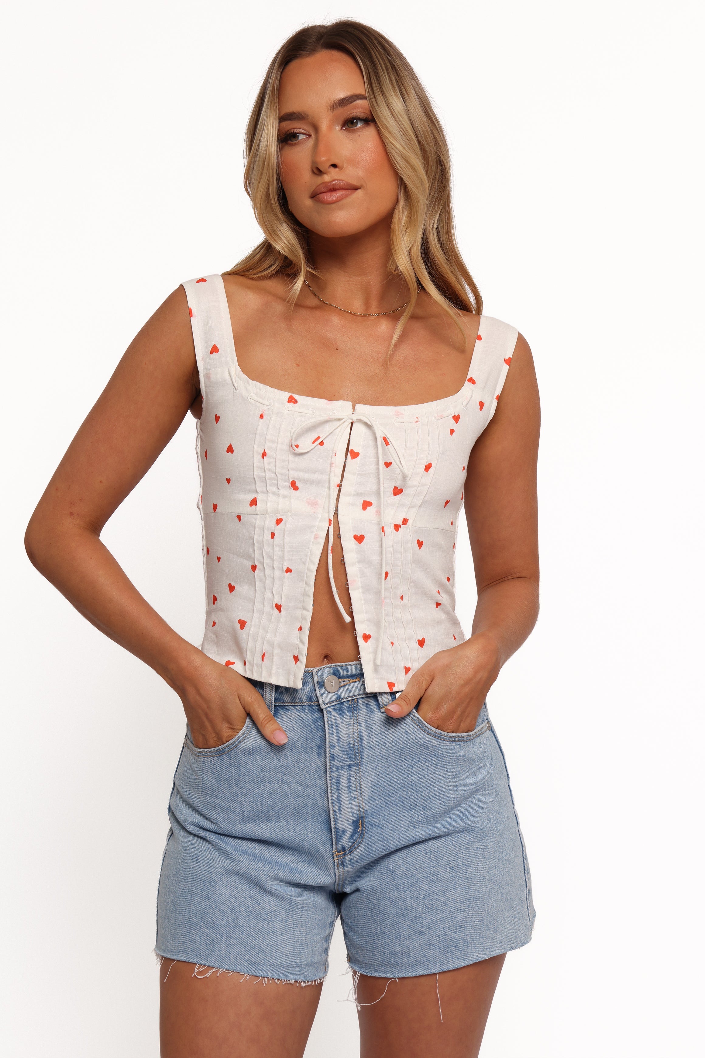 Alice Corset Top - Floral Ditsy Heart Print Women's Bustier Shirt | Vintage Style Lace-Up Corset Top for Women | Perfect for Date Night, Parties & Layering Outfits