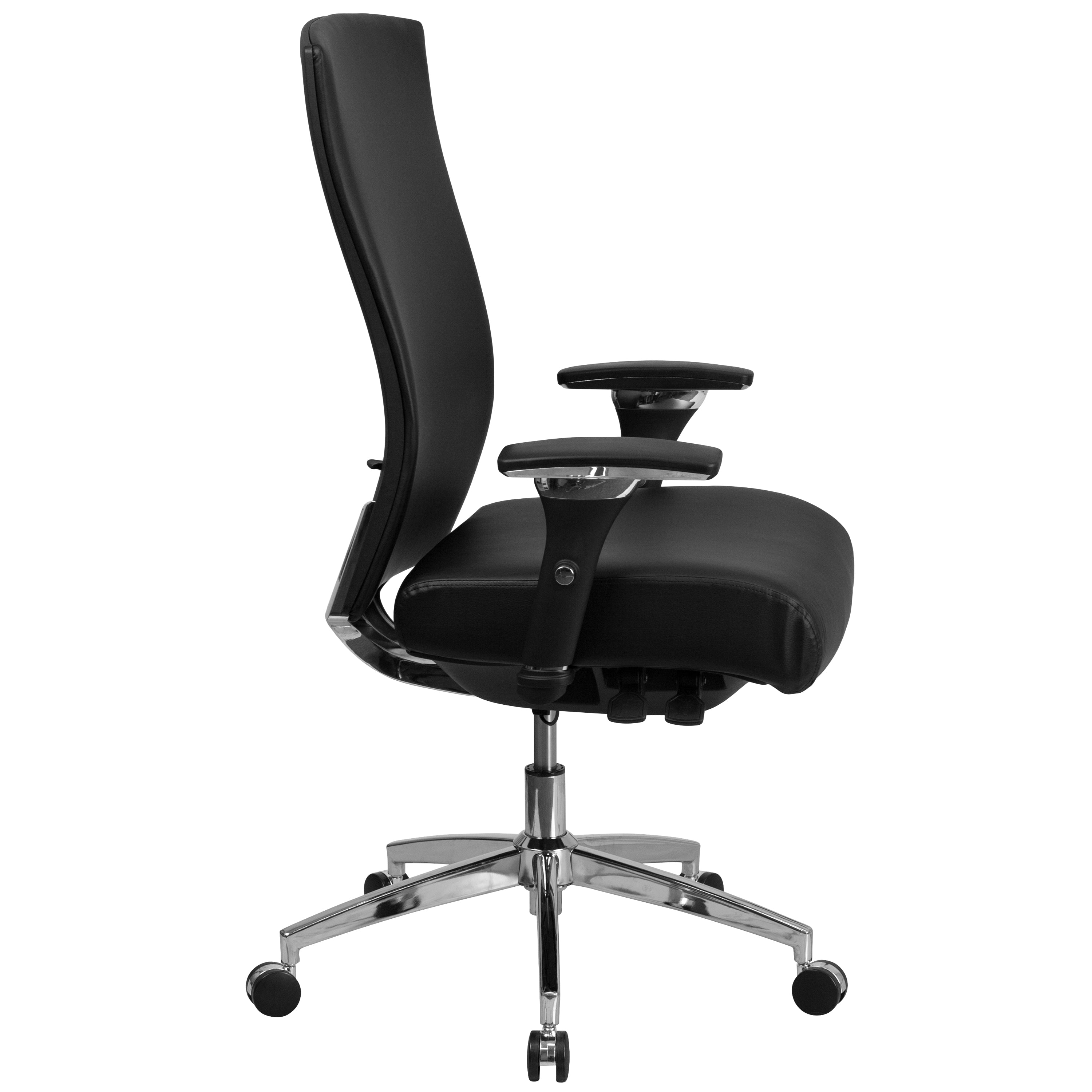 FLASH HERCULES Series 24/7 Heavy Duty 300 lb. Capacity Black LeatherSoft Ergonomic Office Chair with Seat Slider - Perfect for Long Work Hours, Gaming & Home Office Use