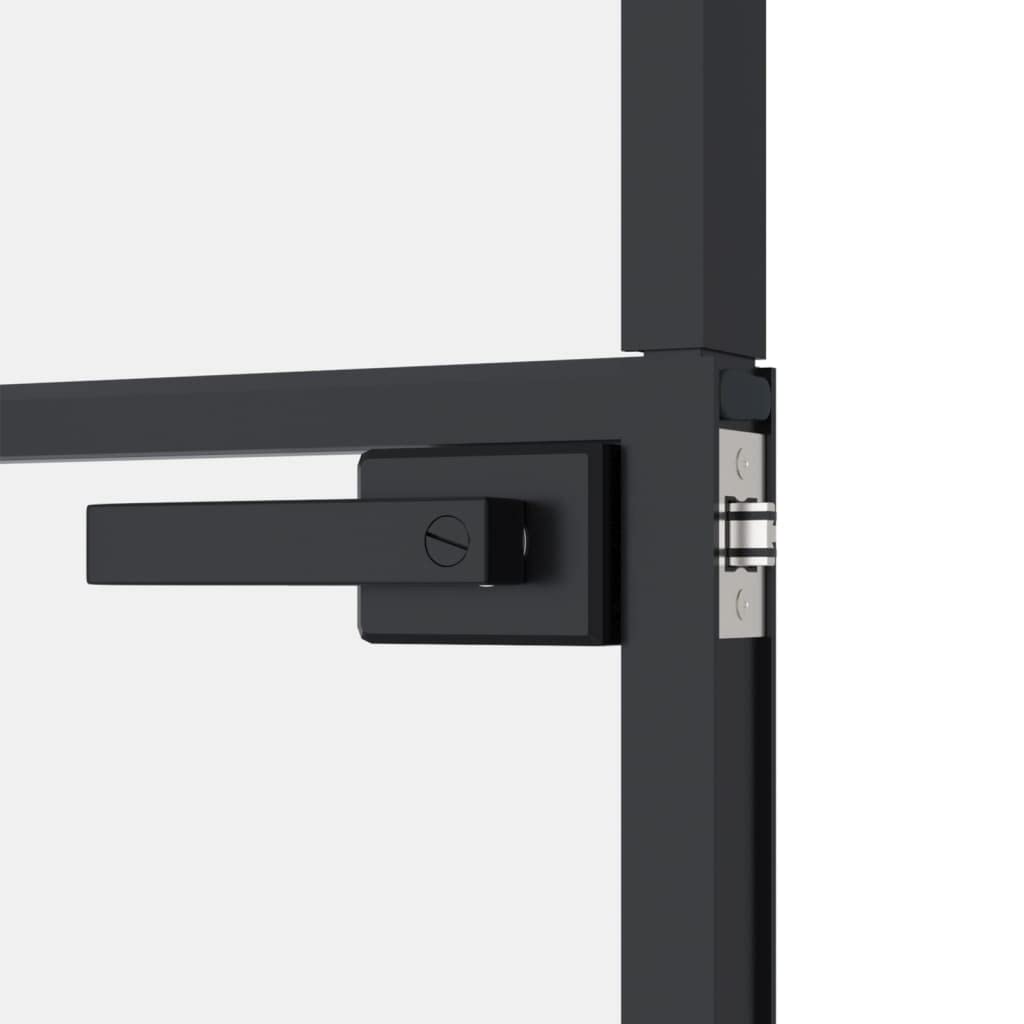 vidaXL Black Aluminum Framed Interior Door with Tempered Glass - Slim Adjustable Design Fits Various Door Frames - Perfect for Modern Homes, Offices & Commercial Spaces