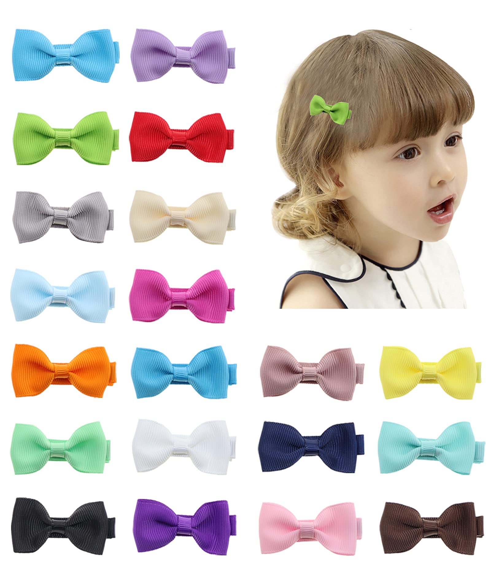 20PCS Baby Hair Clips for Girls - Soft Lined Toddler Barrettes & Small Hair Bows - Newborn Infant Hair Accessories (Perfect for Daily Wear, Parties & Special Occasions)