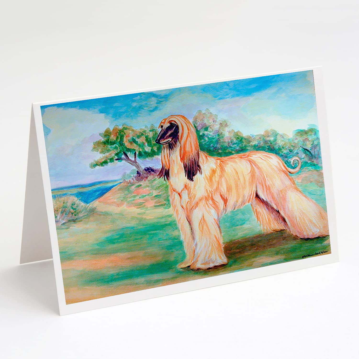 Caroline's Treasures 7138GCA7P Afghan Hound Greeting Cards - Pack of 8 Blank A7 Size (5x7) Note Cards with Envelopes | Whimsical Dog Lover Stationery for Birthdays, Thank You Notes & Special Occasions