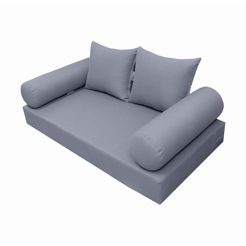 Prolinemax Outdoor Style 4 Full Knife Edge Daybed Mattress Cover Only - Fitted Sheet & Bolster Pillow Set for Patio, Poolside, and Garden Lounging AD001